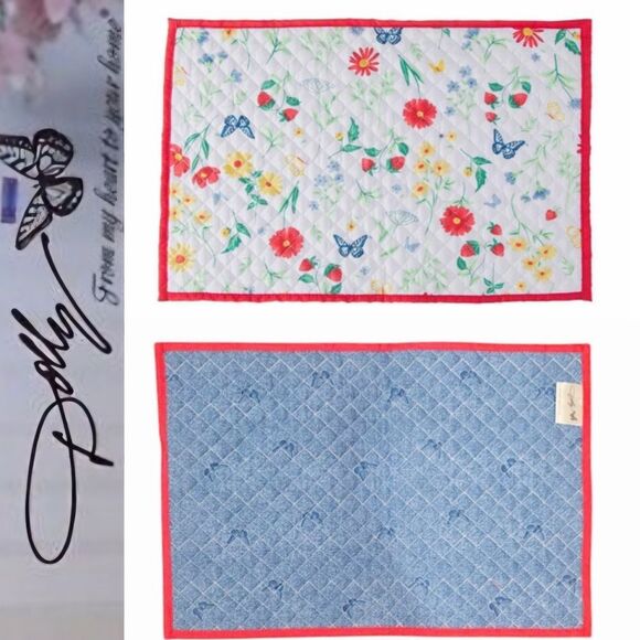 Dolly Parton Floral Butterfly Quilted Placemat Set - Picture 1 of 7